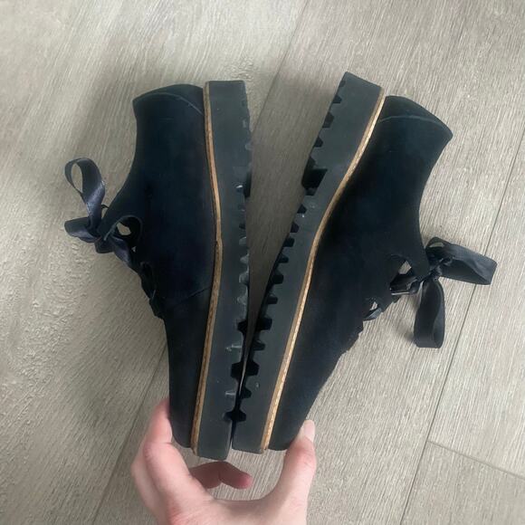 Ron White Daisy Onyx Oxford Shoe Cashmere Suede Ribbon Laces Black Preppy Size 8 - Picture 4 of 8